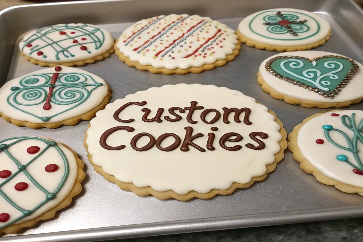 A colorful assortment of custom cookies with intricate designs and themes.