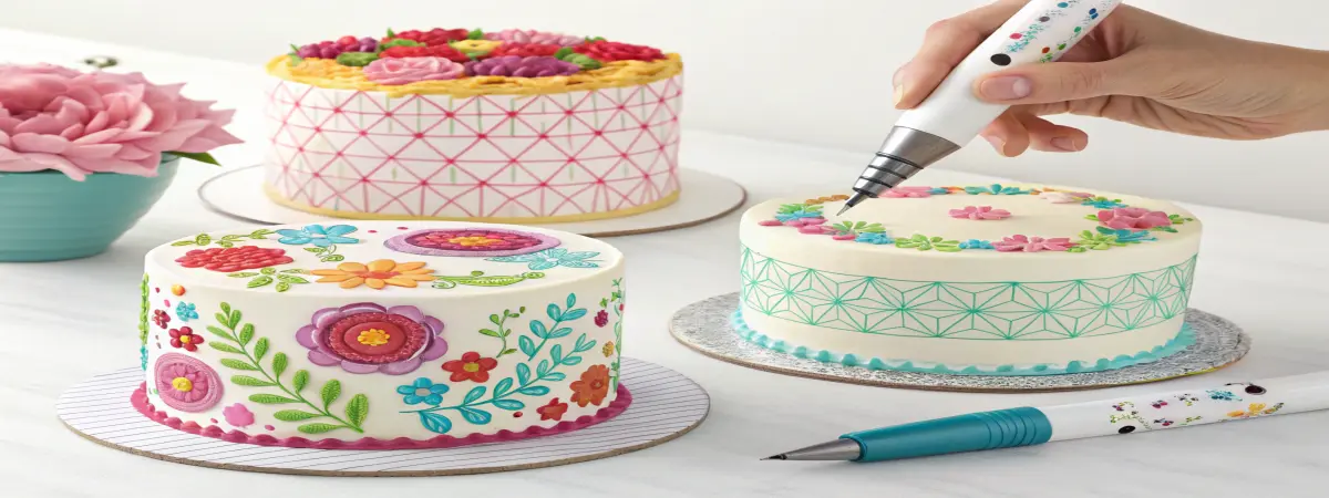 Cake Pen used for decorating cupcakes with intricate floral patterns