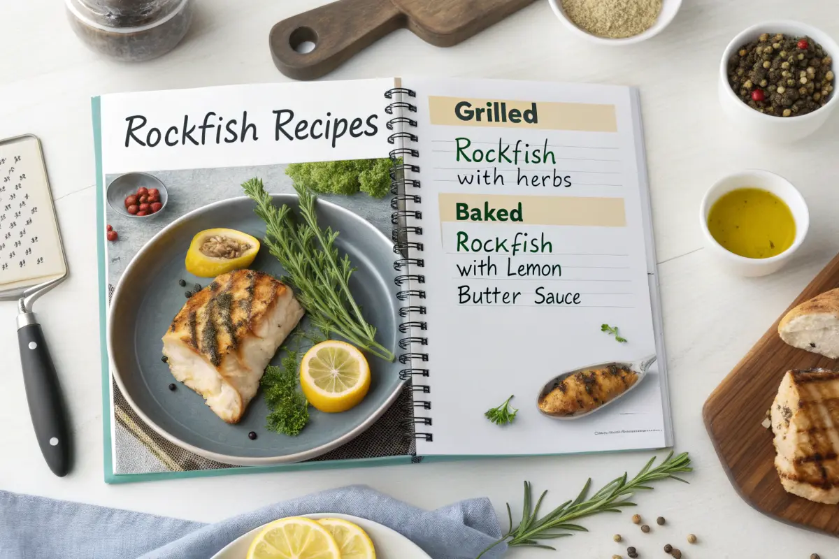 A beautifully grilled rockfish fillet served with fresh vegetables and a lemon wedge, showcasing the versatility of rockfish in a healthy meal.