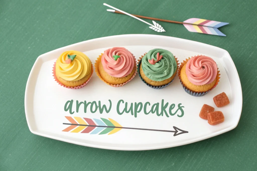 Arrow Cupcakes Recipe: A Fun, Delicious Treat for Any Occasion 4 arrow cupcakes write the name in photo from ab Arrow Cupcakes Recipe: A Fun, Delicious Treat for Any Occasion