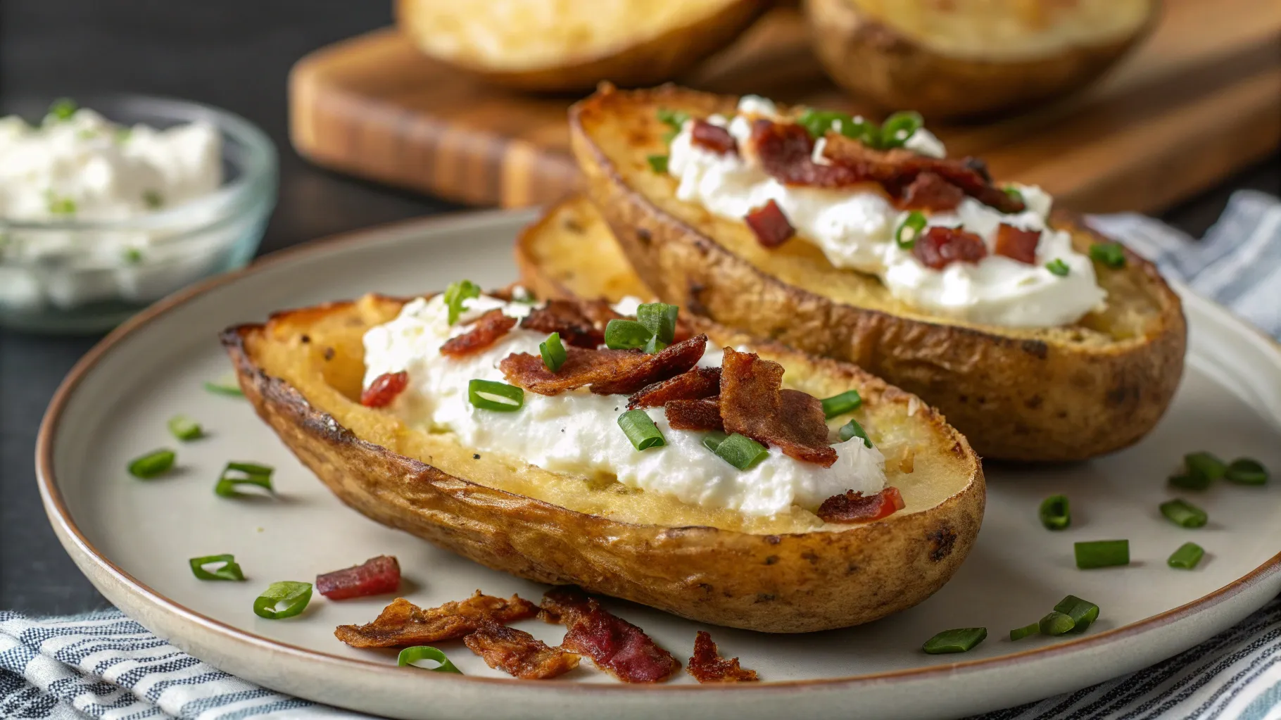 Cottage Cheese Recipe for Air Fryer Baked Potato Skins