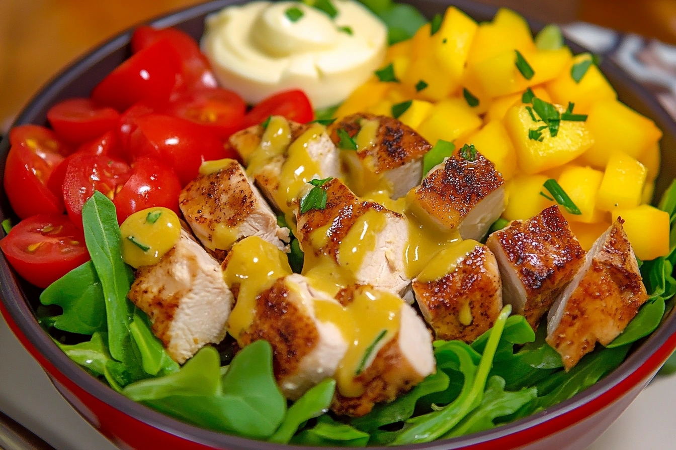 tossing-chicken-caesar-salad3.webp Tossing chicken Caesar salad with creamy dressing and croutons