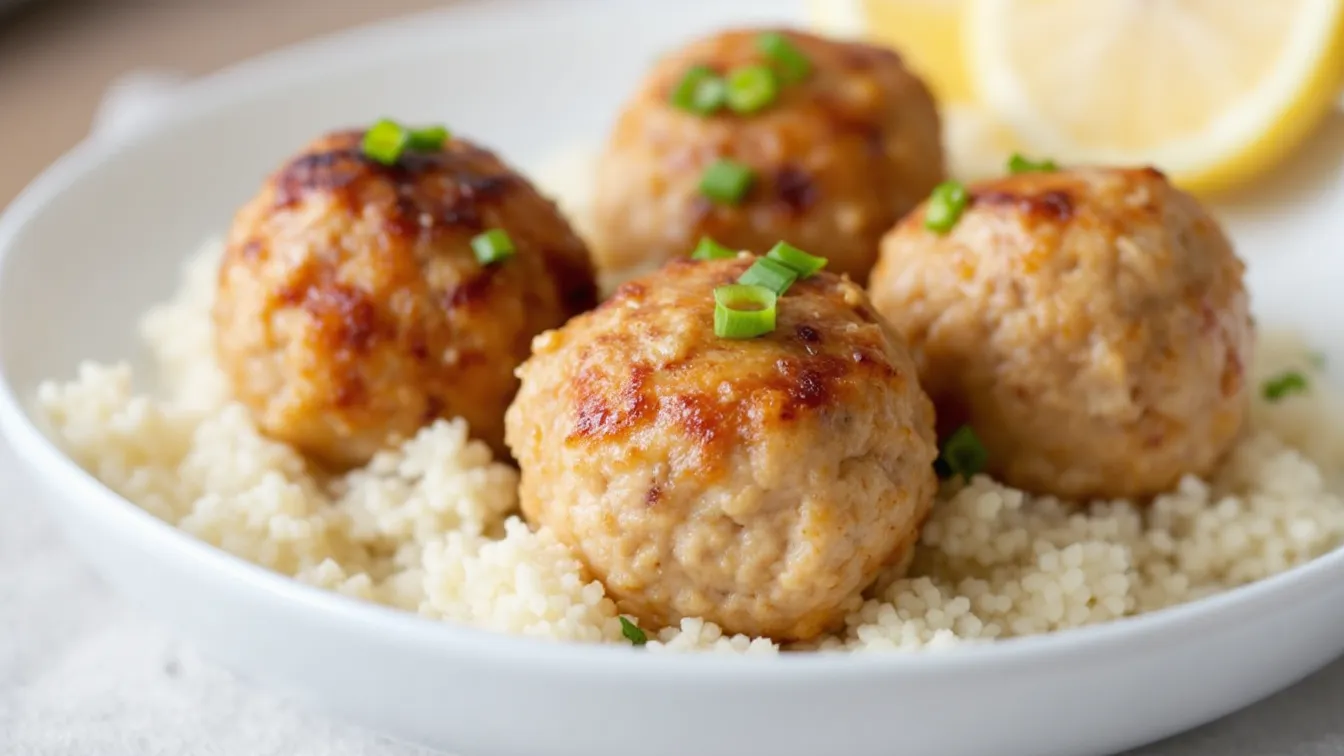 honey lemon chicken meatballs with citrus glaze