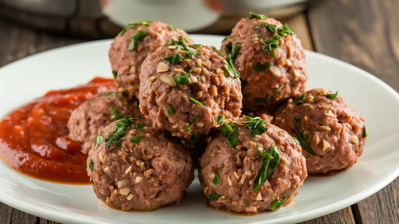 Plant-based maple breakfast sausage patties on wooden plate