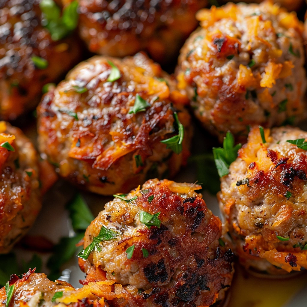 Paleo breakfast meatballs served with avocado and eggs