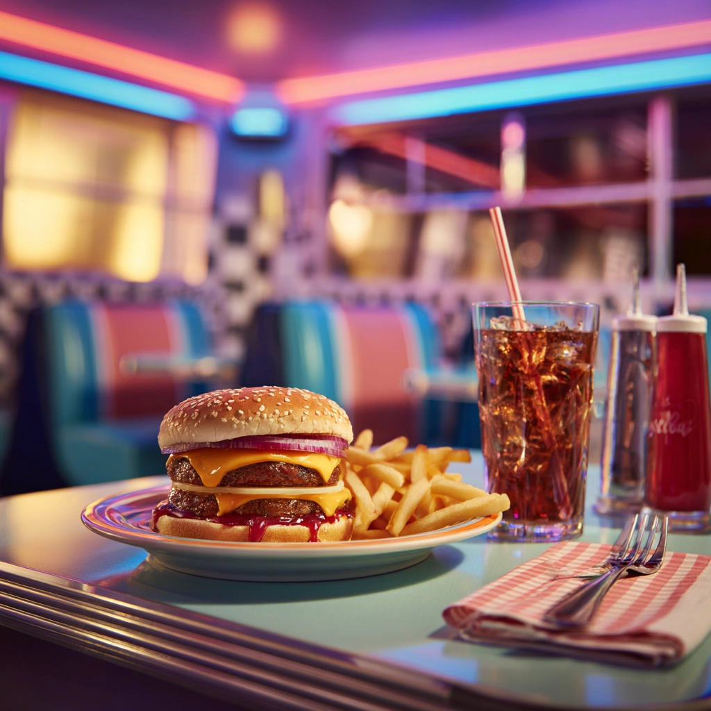 pbj-burger-diner-style.webp u7415457667 Retro style diner table with a peanut butter and 388f4412 98e6 443e a82e aa36505cdcfb 2 Peanut Butter and Jelly Burger: The Unbelievably Delicious Combo You Didn't Know You Needed