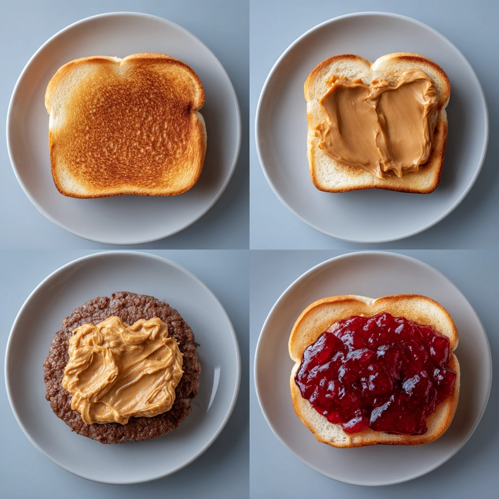 gourmet-pbj-burgers-variations.webp Gourmet peanut butter and jelly burger variations with toppings