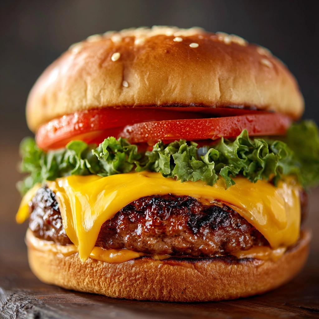 All-American cheeseburger close-up showcasing popular burger styles