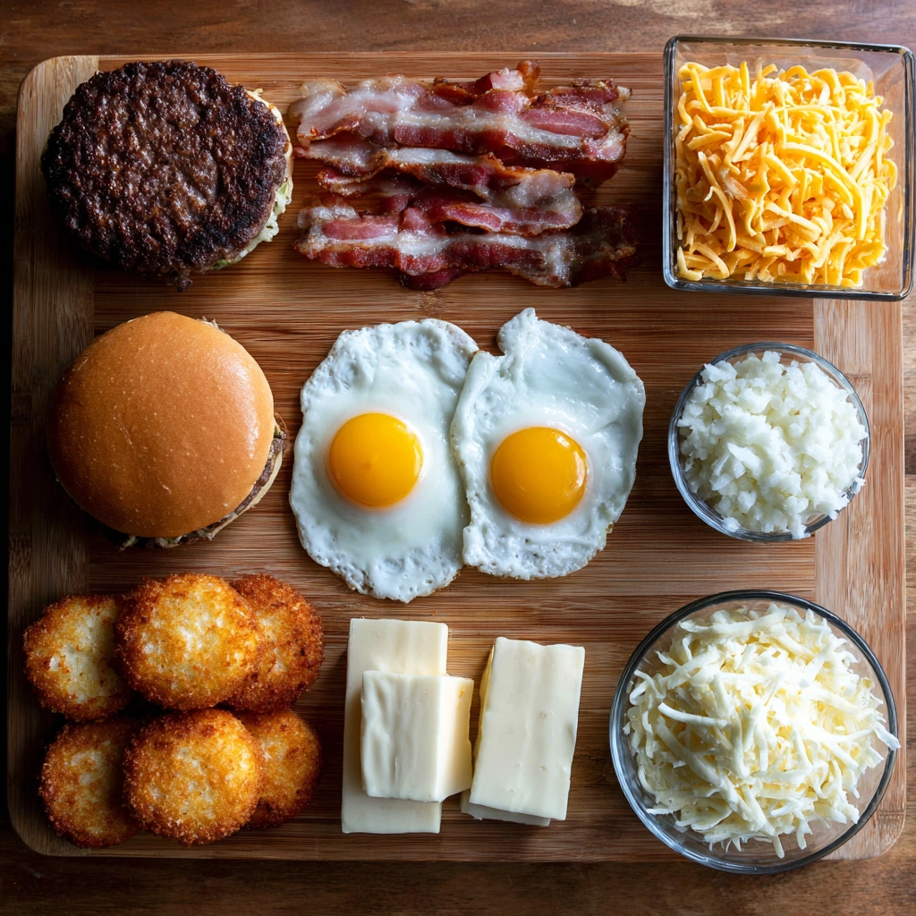 hangover-burger-homemade-assembly.webp Assembling a homemade Carl’s Jr Hangover Burger with fresh ingredients