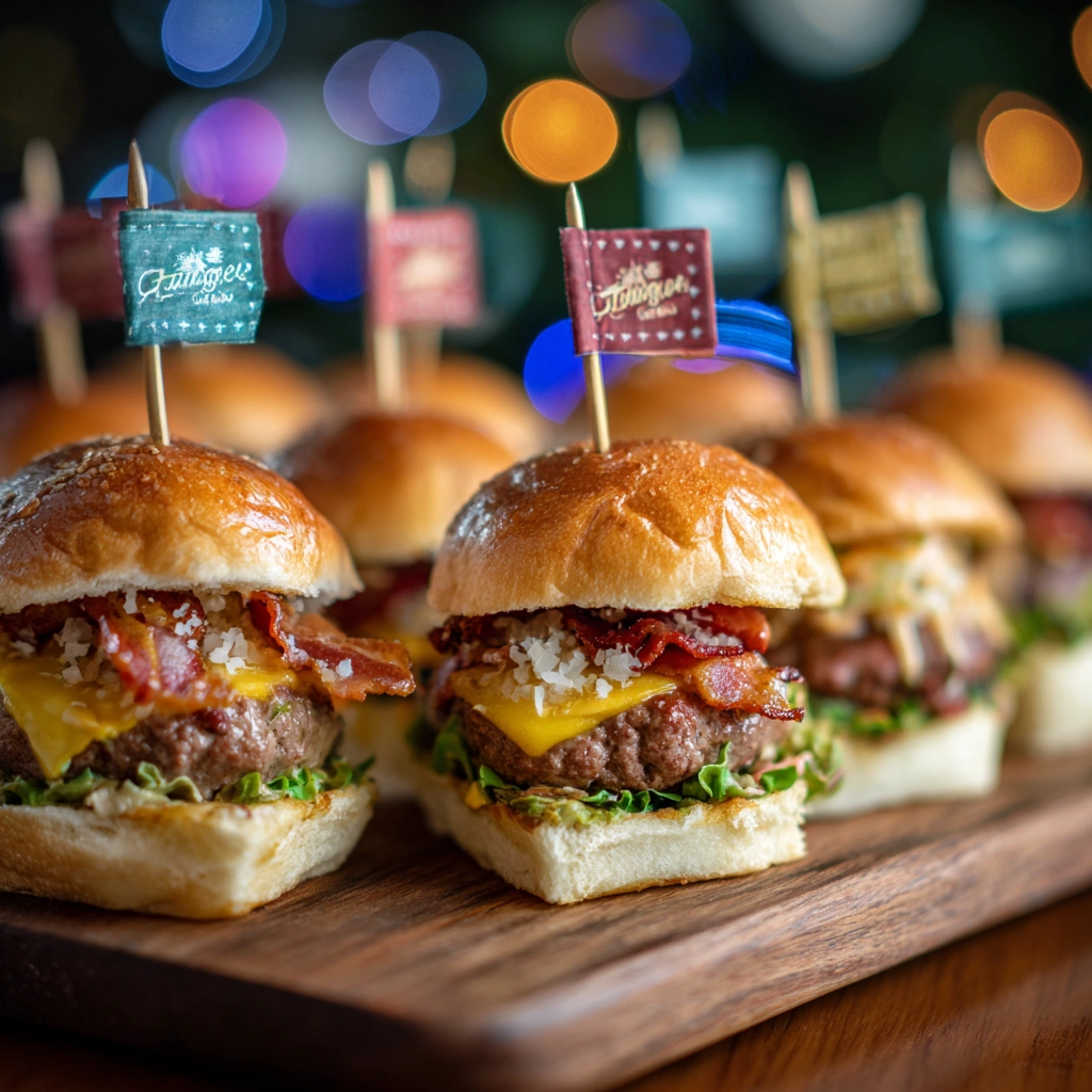 hangover-burger-no-bacon-sliders.webp Slider-style Hangover Burger – No Bacon on a party platter