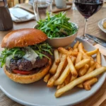 gourmet truffle burger with truffle fries