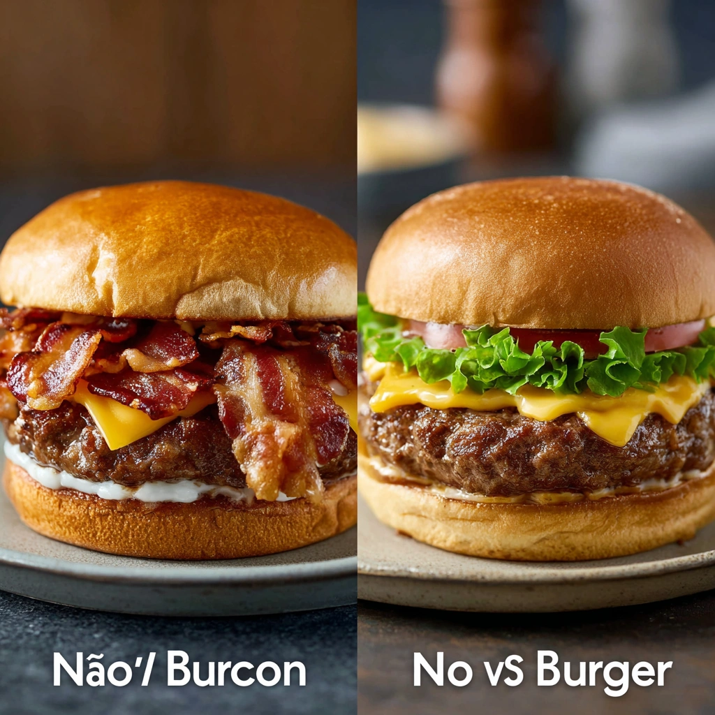 The Hangover Burger Fuddruckers – No Bacon: A Bold Breakdown 7 Burger with bacon next to Hangover Burger Fuddruckers – No Bacon: on plates