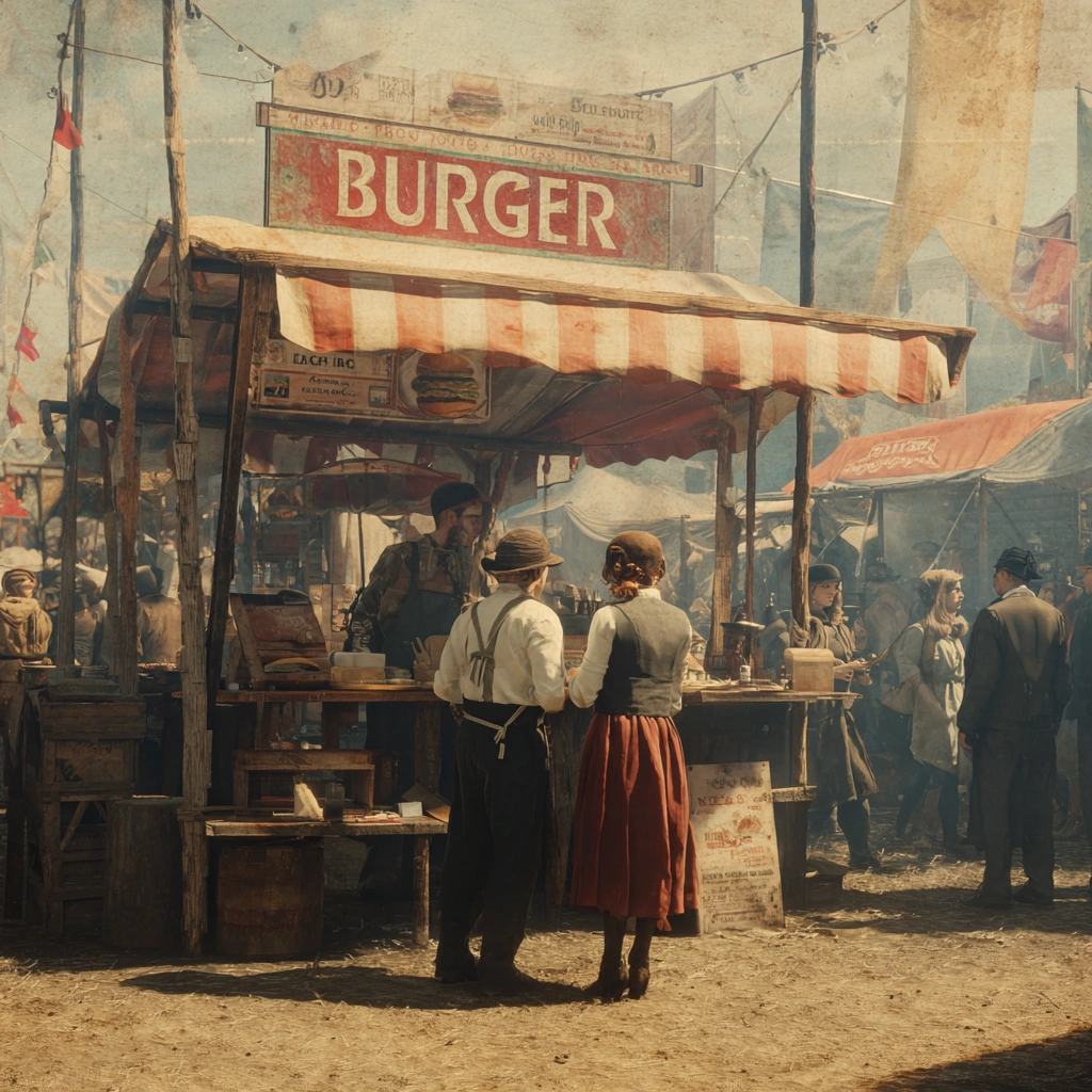 early-history-of-burgers-fair-scene.webp hisory 2 The Fascinating History of Burgers: From Hamburg to Fast Food Glory