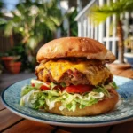 Island burger menu beach-style burger