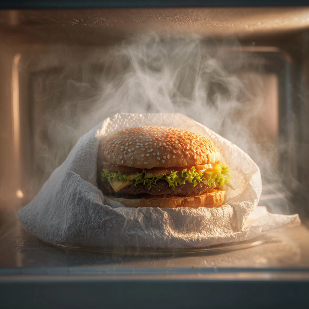 Reheating Burgers Without Losing Flavor or Texture 3 Burger reheating in air fryer for crispy finish