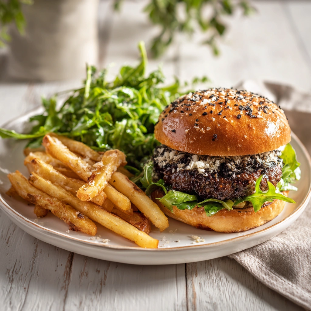 truffle-burger-plated-with-sides.webp smash3 Truffle Smash Burger Magic: 5 Reasons This Recipe Will Blow You Away