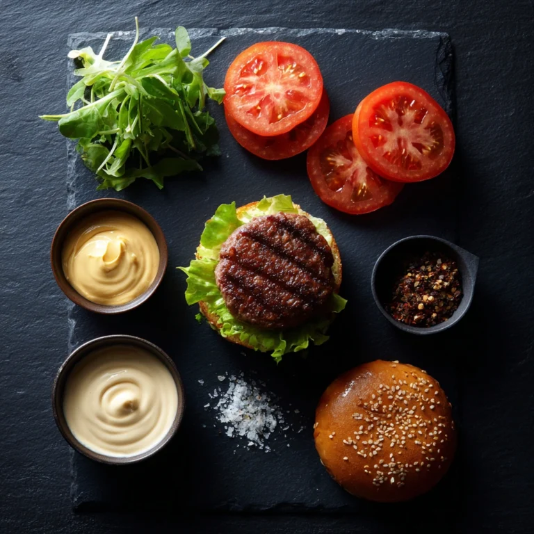 Make and Serve Yourself the Best Wagyu Burger at Home 3 Deconstructed Wagyu burger with fresh ingredients