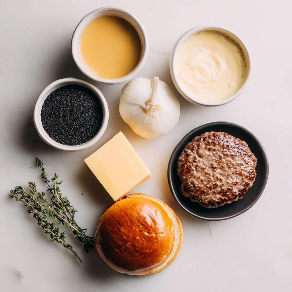 Truffle Burger Shake Shack: What’s Behind the Buzz and Flavor? 7 Close-up of black truffle burger ingredients on a toasted bun