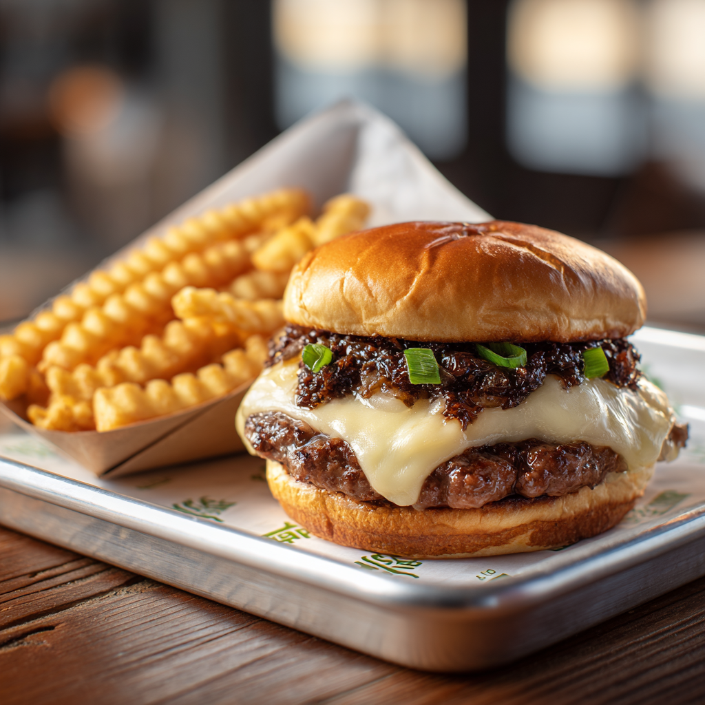 Shake Shack menu showing Black Truffle Burger and price tag- truffle burger Shake Shack price