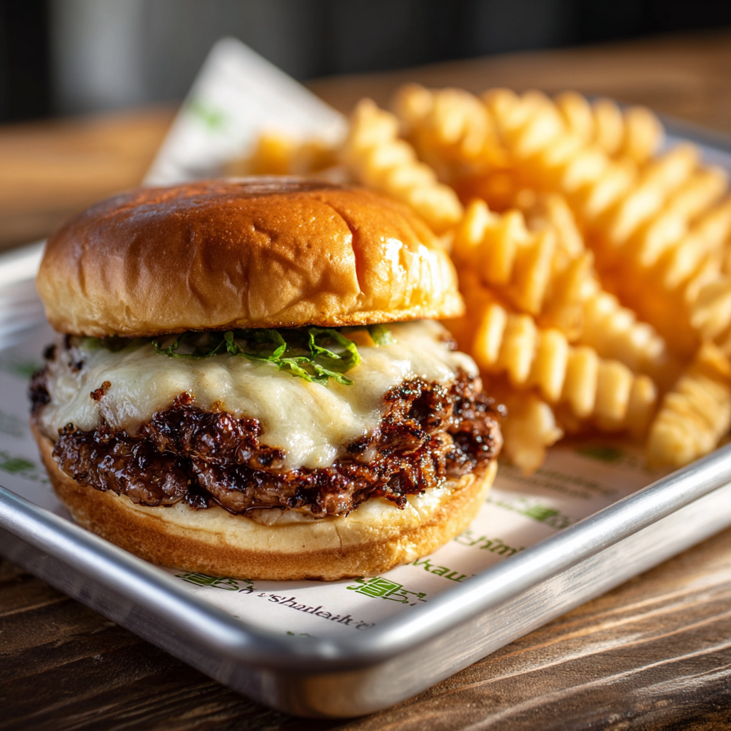 Shake Shack truffle burger with melted gruyère and black truffle sauce