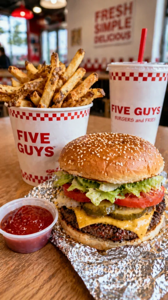 Five Guys burger meal with fries