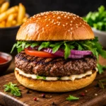 gourmet kangaroo burger close up